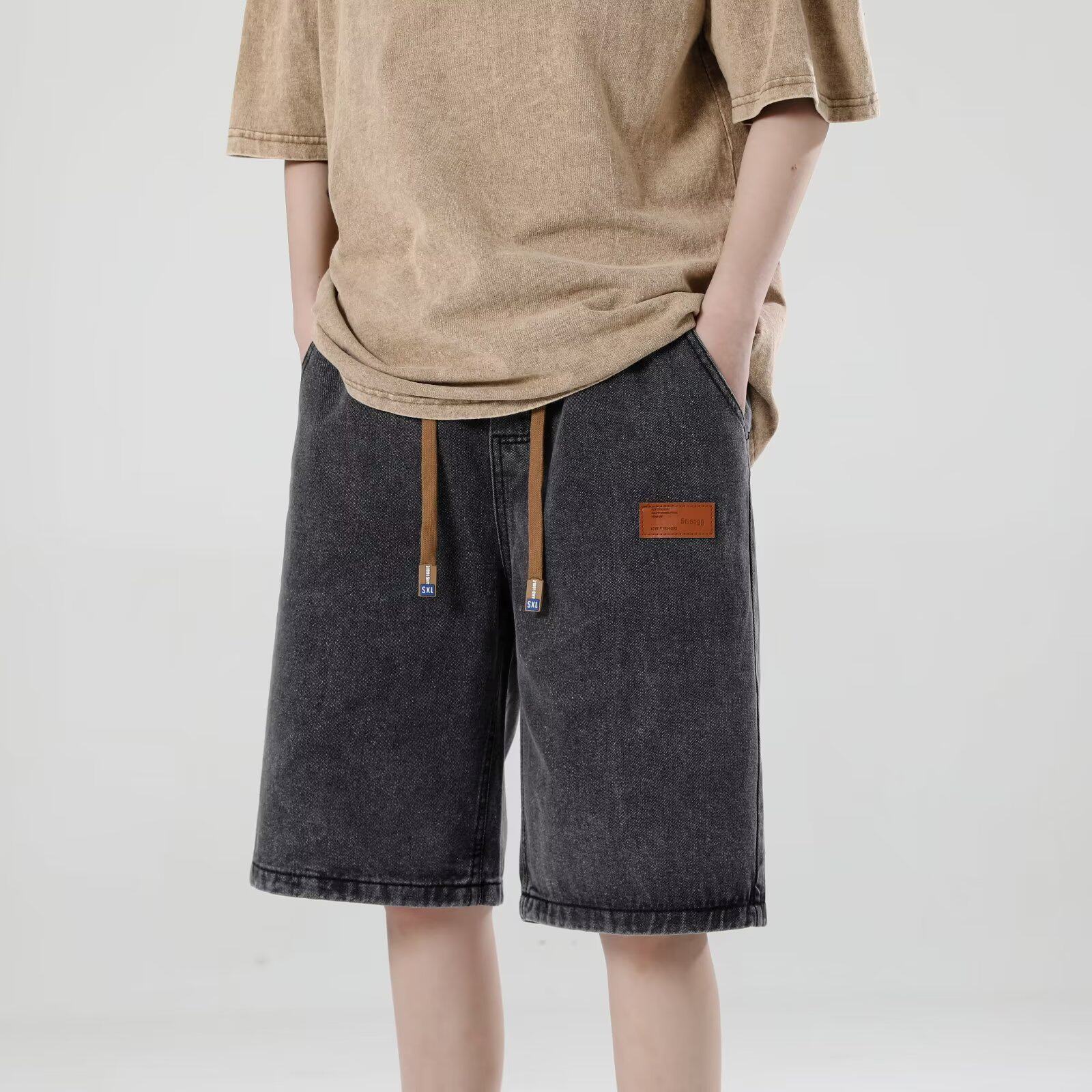 牛仔短裤男夏季2023薄款五分宽松直筒韩版潮流百搭男士休闲中裤子