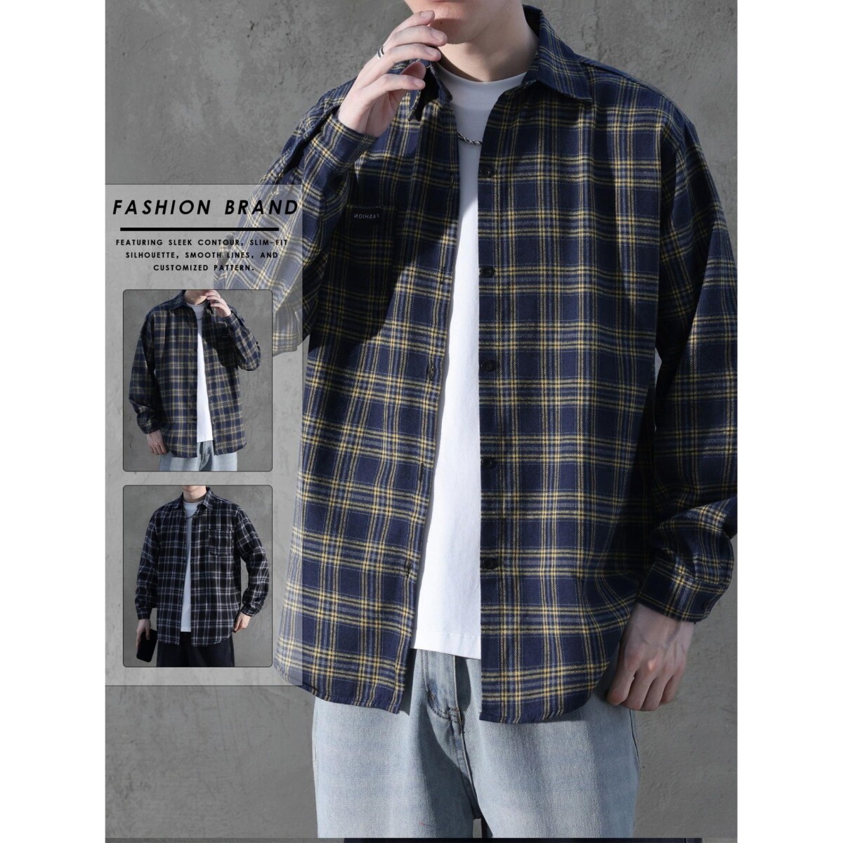 美式格子长袖衬衫男女潮牌宽松慵懒风衬衣休闲百搭薄款外套上衣潮