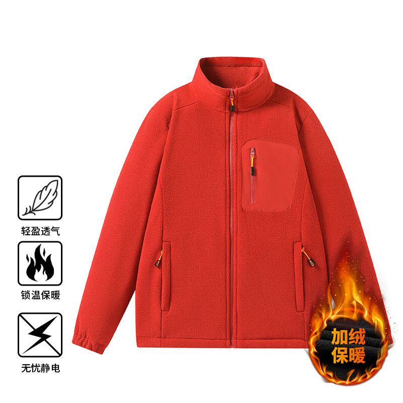 百搭时尚摇粒绒外套男士冬季新款加绒加厚保暖抓绒上衣休闲运动夹