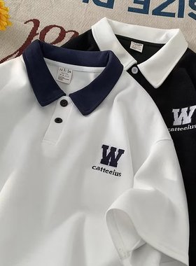 男士短袖polo衫夏季翻领修身T恤商务韩版休闲潮男半袖带领plol衫