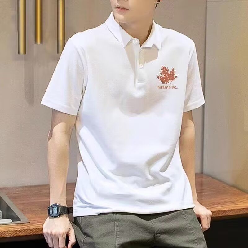 夏季刺绣polo衫男士短袖冰丝t恤男款潮牌宽松商务翻领男装上衣服