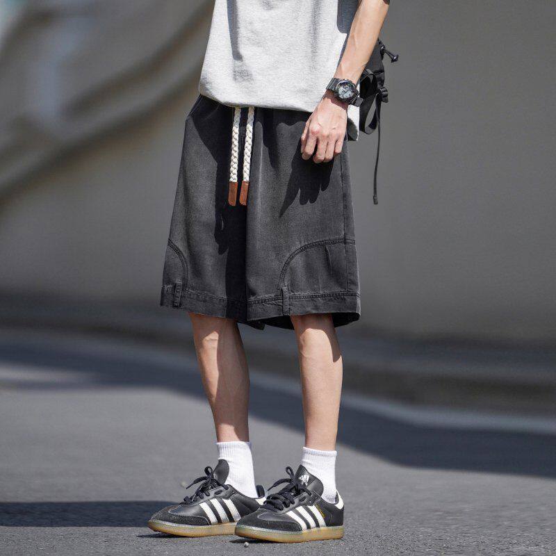 宽松牛仔短裤男士大码新款休闲工装裤子夏季薄款直筒裤美式五分裤