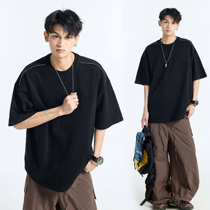 男士夏季潮牌t恤宽松速干休闲美式打底衫薄款运动上衣青少年痞帅