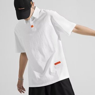 男士短袖t恤夏季潮牌潮流宽松正肩纯棉装2023新款男生上衣服体恤