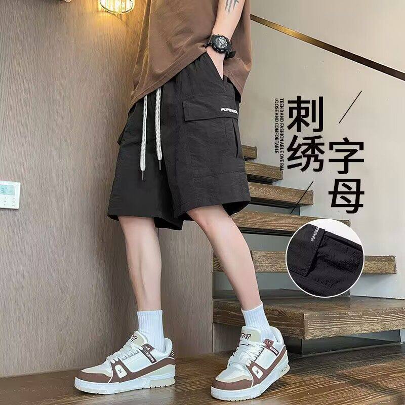 夏季新款男士短裤工装裤子日系潮牌速干男生薄款冰丝透气运动宽松