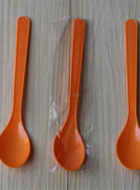 独立包装橙色一次性勺子/烫勺/环保勺/塑料勺/冰激凌勺子/刨冰勺