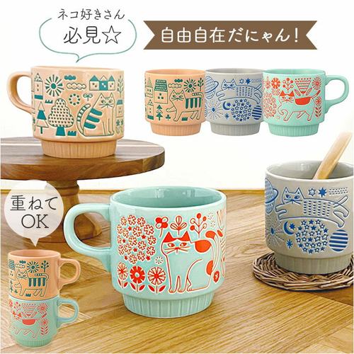 猫猫散步马克杯汤杯日本DECOLE