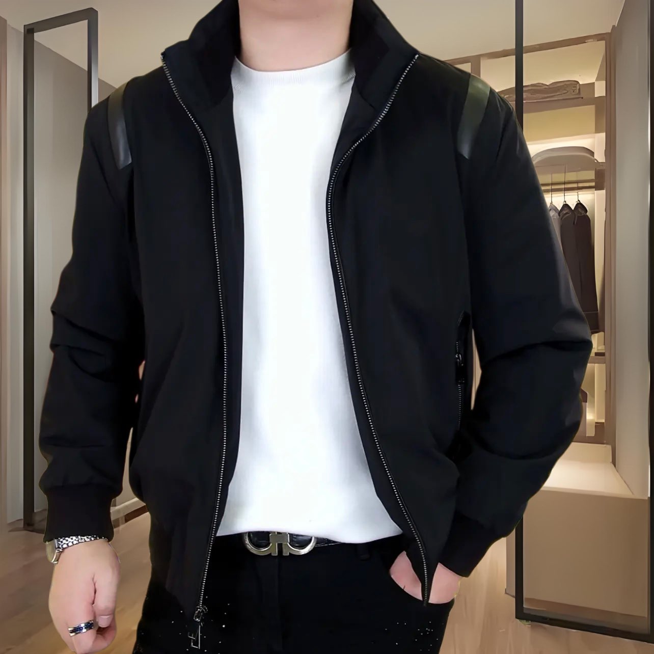 欧洲站冬季男士90白鸭立领羽绒服