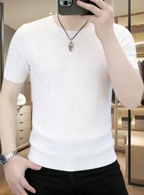 欧洲站春夏季男士短袖针织毛衣