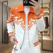 新款 印花修身 男士 欧洲站春夏季 翻领夹克时尚 个性 百搭帅气薄款 外套