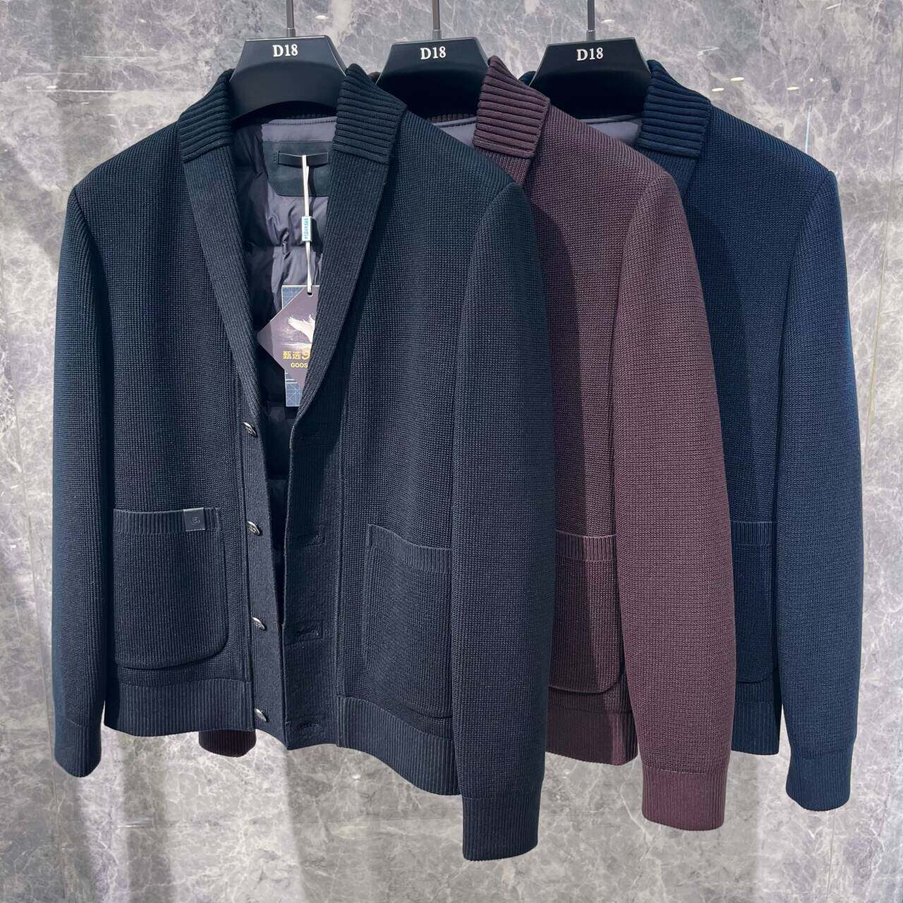 欧货高端冬季男士青果领羽绒服时尚个性老钱风轻奢保暖90鹅绒外套