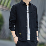 2022衬衫男秋款纯棉青少年工装休闲百搭长袖上衣CS25，男装衬衫，星座222