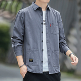 2022衬衫男秋款纯棉青少年工装休闲百搭长袖上衣CS25，男装衬衫，星座222