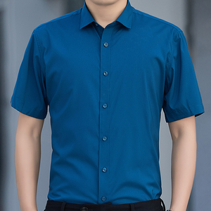 纯色衫男短袖夏季抗皱夜场足疗店工作服竹纤维衬衣职业套装图片
