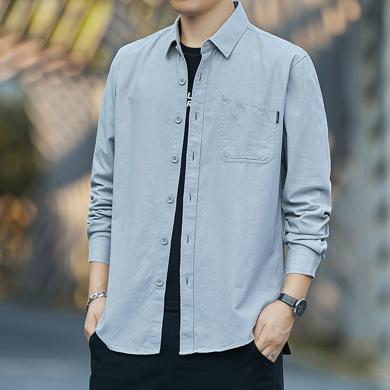 2022衬衫男士100纯棉工装长袖衬衫新款潮流帅气休闲工装,男装衬衫,星座222