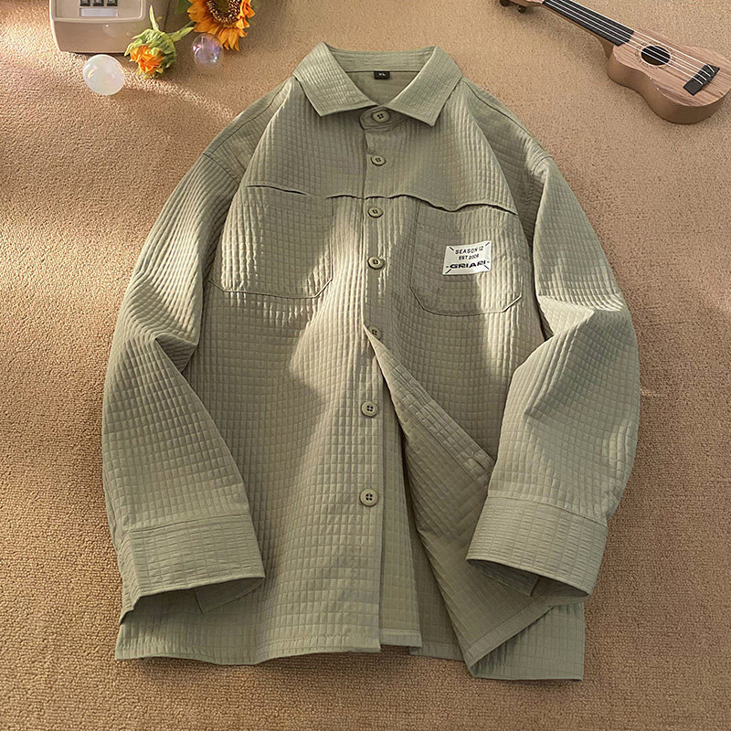 XZ222-3简约复古灯芯绒长袖衬衫男春秋季外套潮牌痞帅日系上衣服,男装衬衫,星座222
