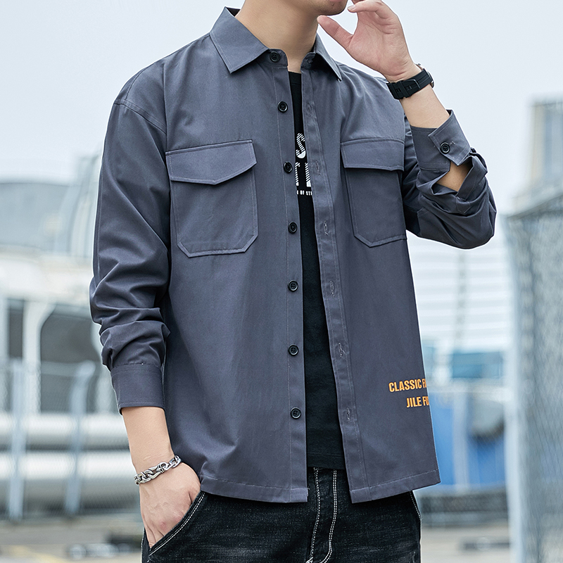 Men's Long Sleeve Shirt New Korean fashion cool casual work clothes inch shirt spring autumn shirt men's coat