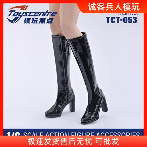 TCT-053 1/6女兵人高筒靴长靴方头高跟鞋子女靴空心 模型现货