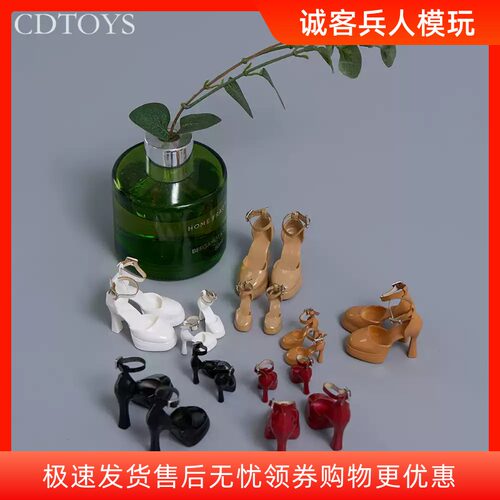 现货cdtoys cd108 1/6 1/12 女兵人一字扣中空防水台高跟鞋