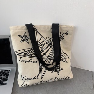 帆布包女拉链单肩手提袋日系ins原创文艺韩版简约大容量学生上课