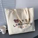 旅行帆布包女单肩2025新款 大容量学生上课书包ins文艺学院风布袋