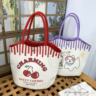 加厚卡通水桶包大号便携百搭出行手提帆布包通勤手拎包 2026新款