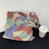 原创复古南瓜刺绣帆布单肩包袋文艺仙女风学生夏季 旅行度假布包