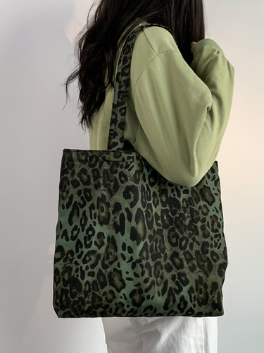 豹纹帆布包ins洋气单肩包女学生