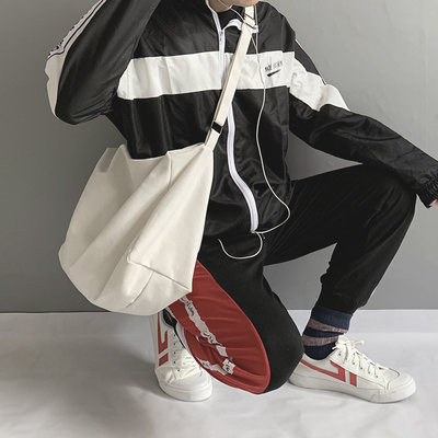 纯色佛系斜挎男女学生装书帆布包