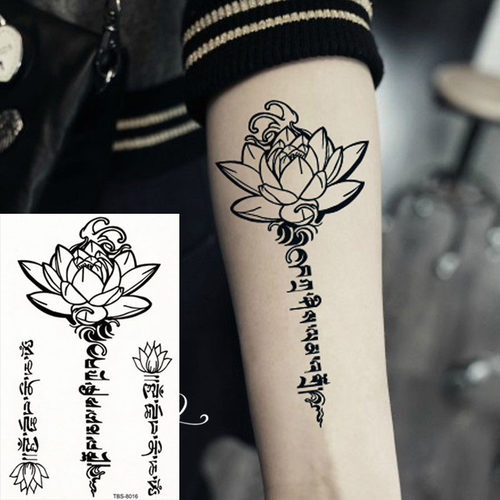 莲花梵文纹身贴素材模板 莲花梵文纹身贴图片下载 小麦优选
