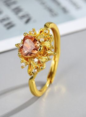 「炙热与温暖」镶芬达锆石小太阳戒指轻奢高级感精致简约百搭指环