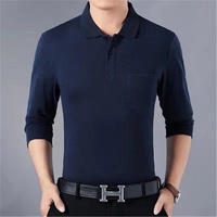 Men's long-sleeved T-shirt, lapel cotton men's top, casual collar, loose-fitting, large-sized T-shirt thumbnail 7
