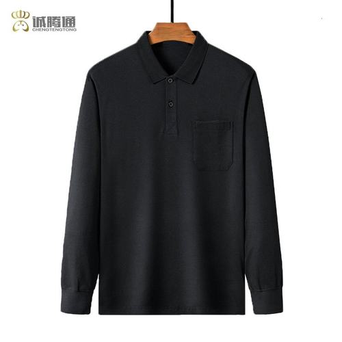 薄款夏季男士长袖T恤宽松条纹翻领中老年衣服爸爸装棉类POLO衫