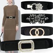 饰毛衣大衣高级感RV水钻弹力皮带羽绒服松紧腰封大码 新品 腰带女装