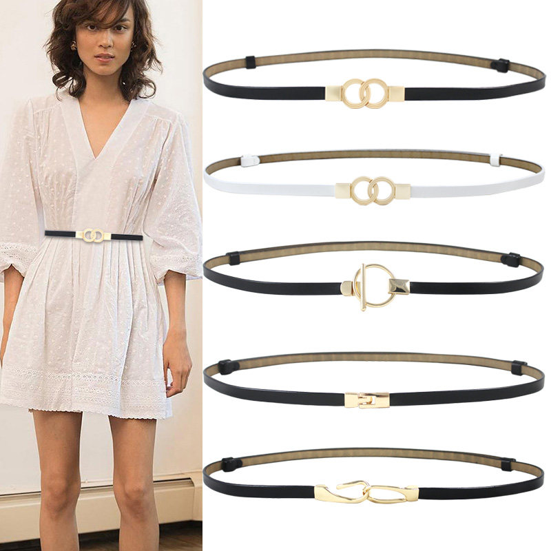 夏季加长皮带女真皮细款时尚百搭装饰大码腰带黑色配裙子调节腰带