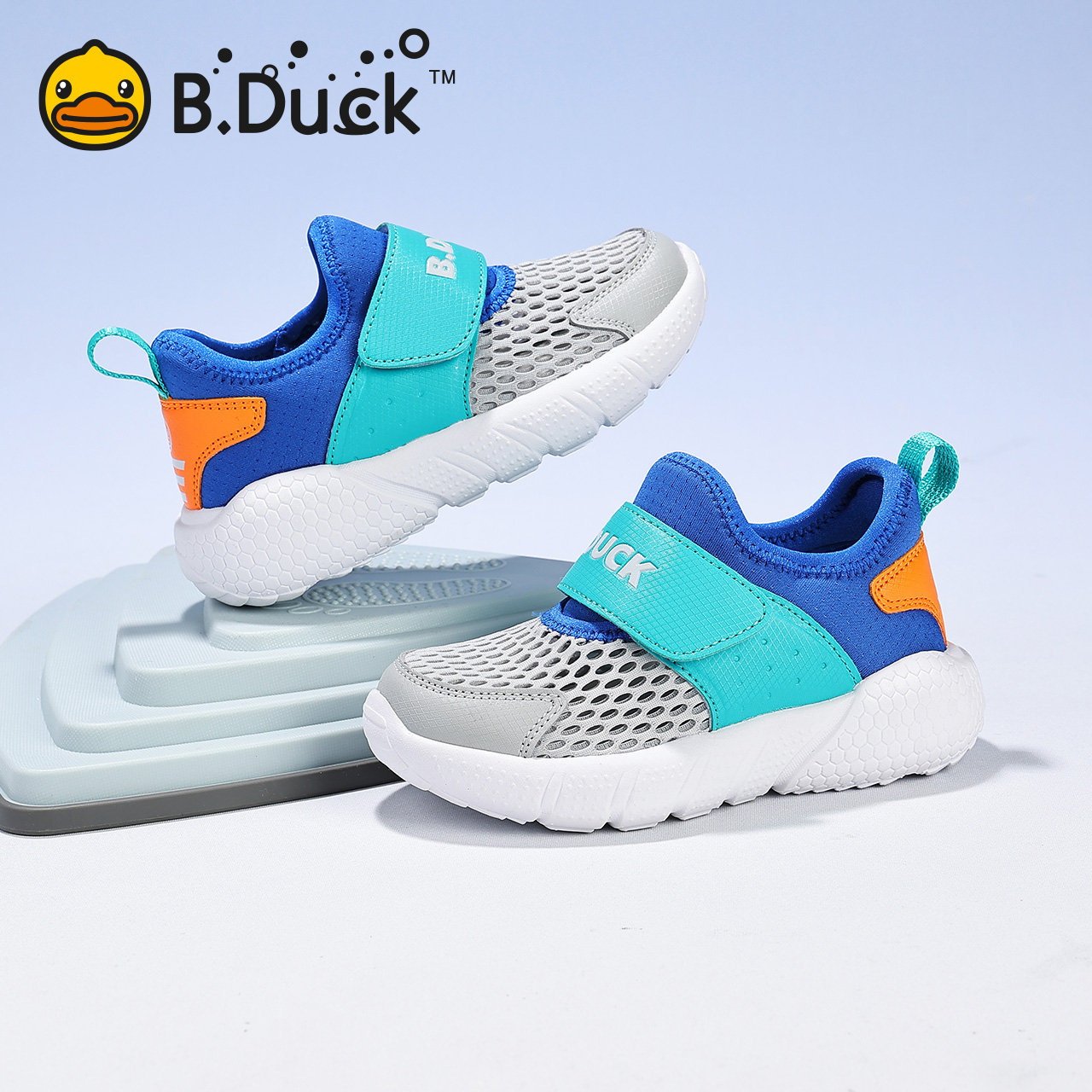 B.Duck小黄鸭童鞋男童单网夏季新款儿童运动鞋女童透气网鞋跑步鞋