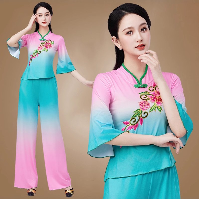 2025新款秧歌舞蹈服装古典舞演出服女飘逸民族广场舞套装扇子舞女