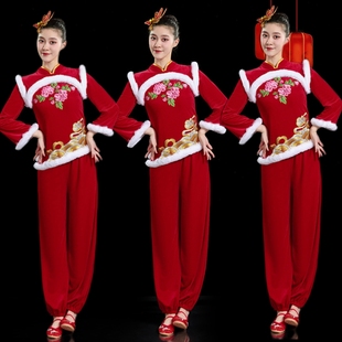 秧歌服演出服女新款东北民族风舞蹈服金丝绒扇子舞蹈服广场舞套装