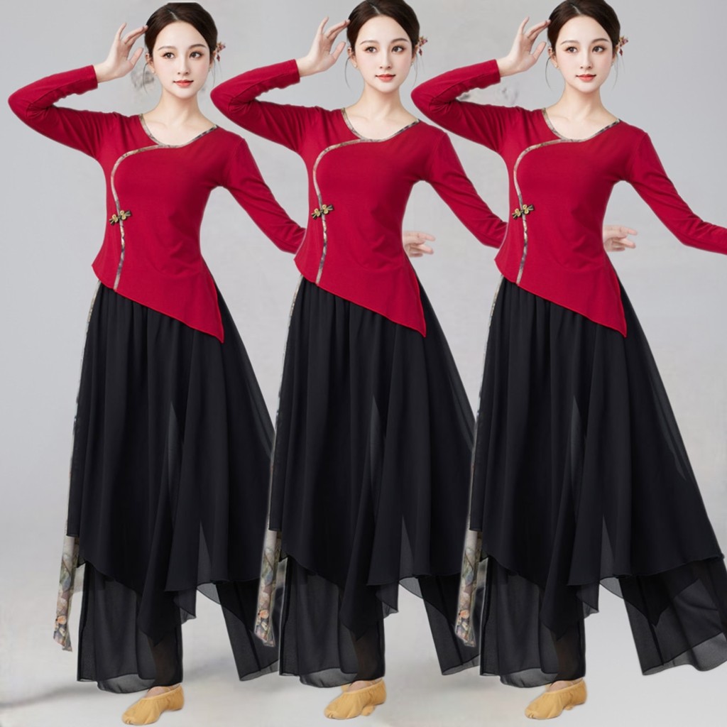 广场舞服装新款套装中国风裙裤跳舞服古典舞蹈服飘逸莫代尔练功服