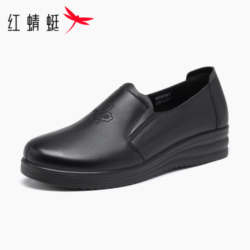 红蜻蜓2026秋季牛皮超轻软底女鞋