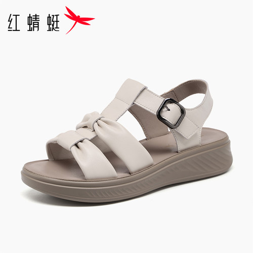 红蜻蜓2026夏季新款羊皮女凉鞋