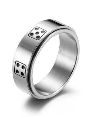 钛钢个性创意可转动骰子戒指