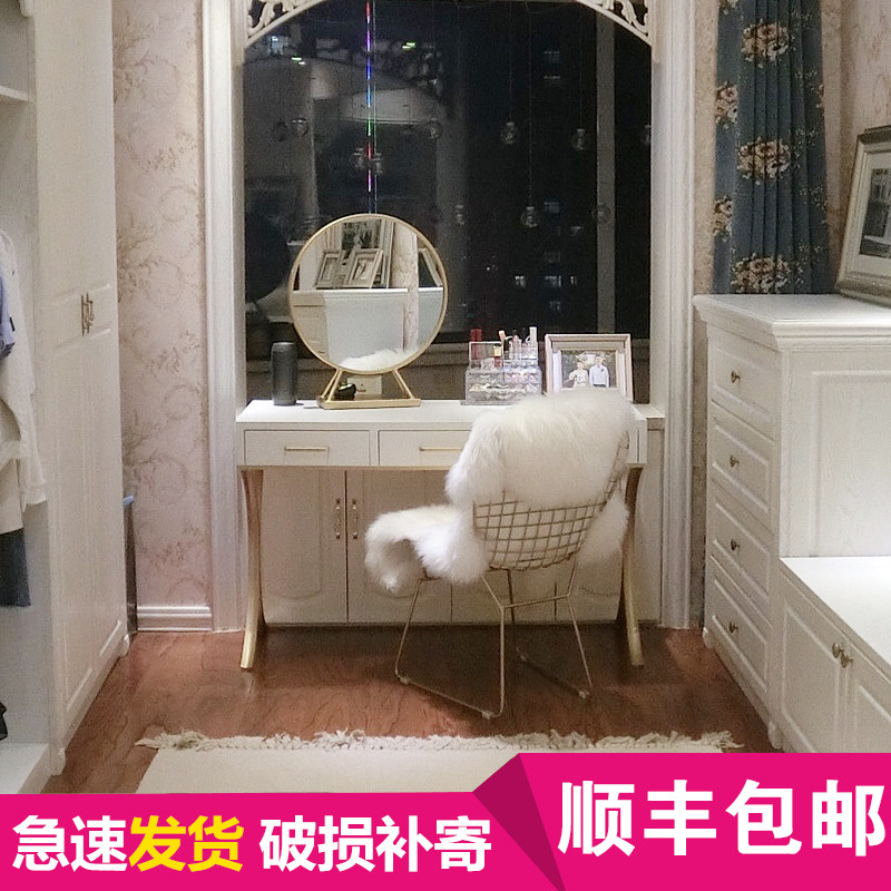 创意个性铁艺梳妆台化妆镜子复古梳妆镜公主化妆桌坐立化妆梳妆台