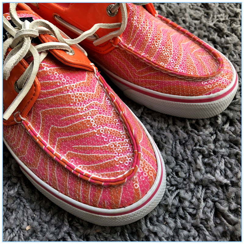 sperry美国购亮片斑马纹帆船鞋