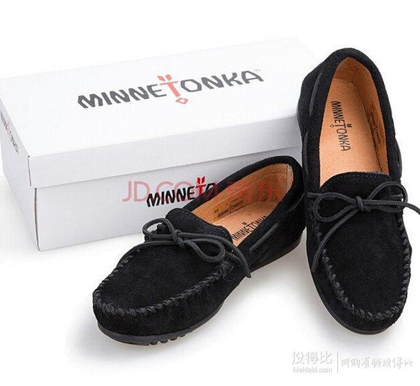 微瑕疵现货 美国购 mminetonka moccasin唐卡男士豆豆鞋休闲鞋 黑