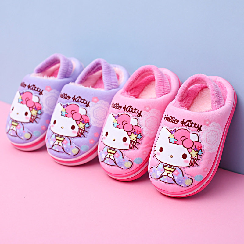 HEllokitty Children's cotton slippers 2019 The new winter 2-5 girl princess Home Cotton-padded shoes KT Catin the Shoes/Baby Shoes/Parent-child shoes , Mianxie  category - from Buy2taobao.com to provide professional Taobao agent buy service