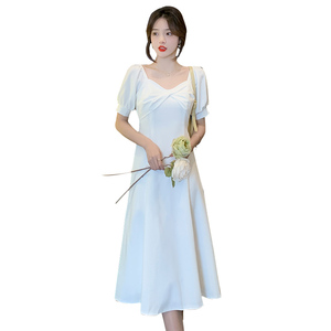 RM13440#白色小晚礼服平时可穿夏季轻奢小众高端连衣裙女订婚领证登记