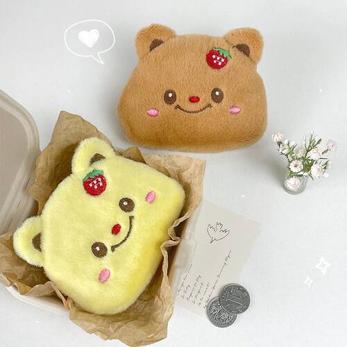 草莓小熊毛绒零钱包收纳包