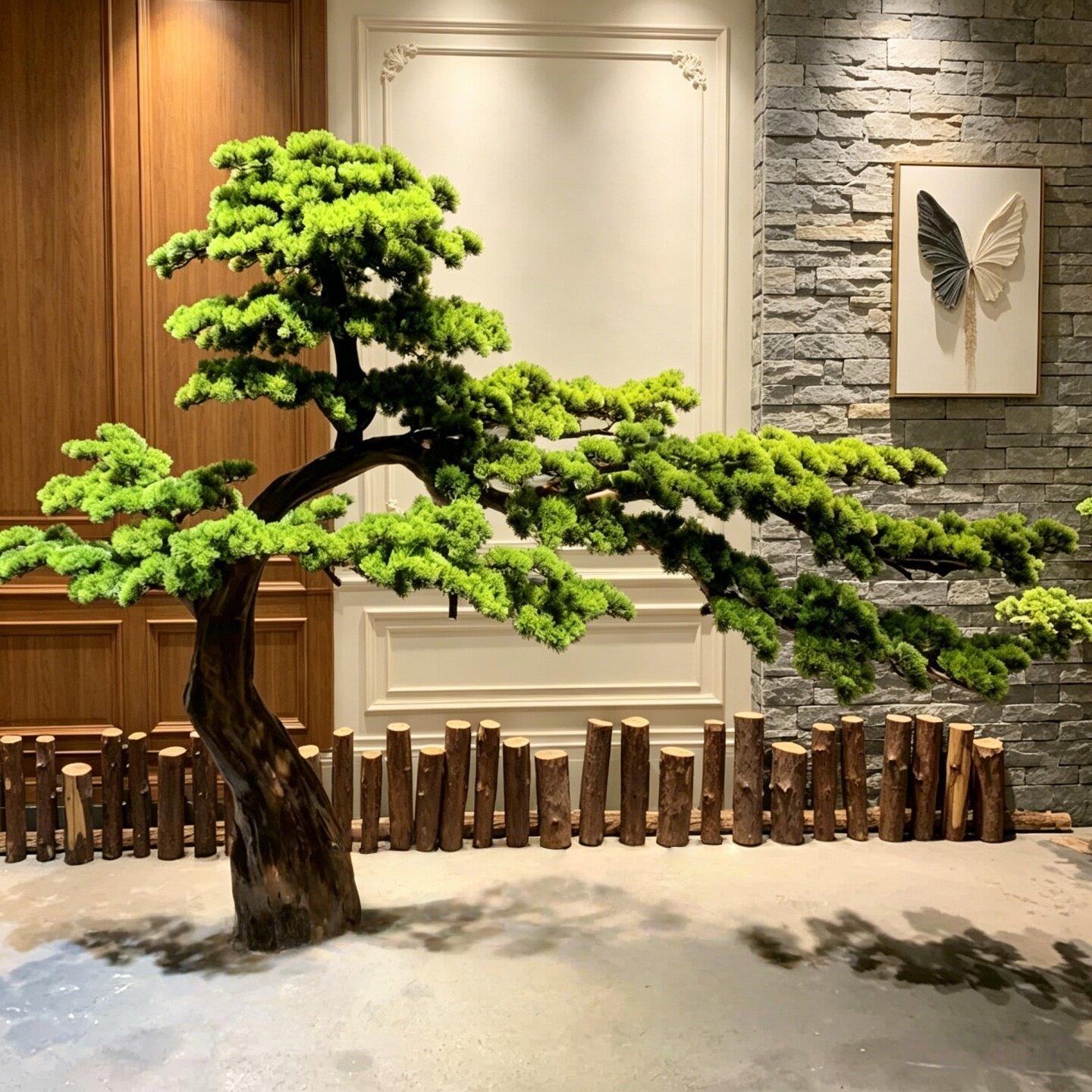 彷真新中式迎客松树彷生图片