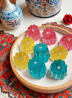 韩国胶树脂果冻史莱姆原型爆款品质彩色水钻布丁DIY配件万能吊坠